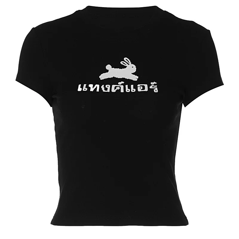 Brownm Ins Street Style Women's 2024 Summer New Animal Print Pattern To Dress-Up Round-Neck Short-Sleeved T-Shirt Top