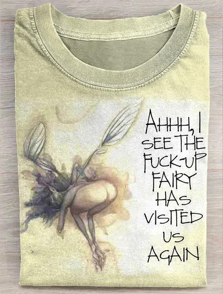 Teecade Teecade Funny Fairy Art Print T-shirt