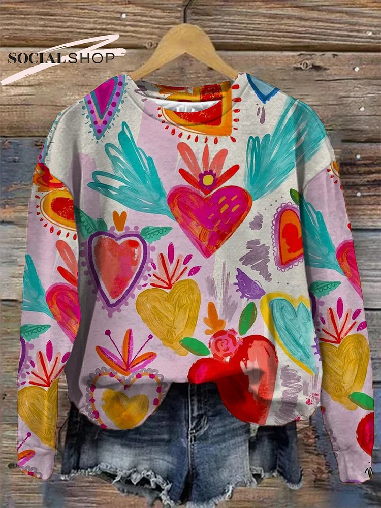 Radiating Hope and Love: Long Sleeve Round Neck Top socialshop