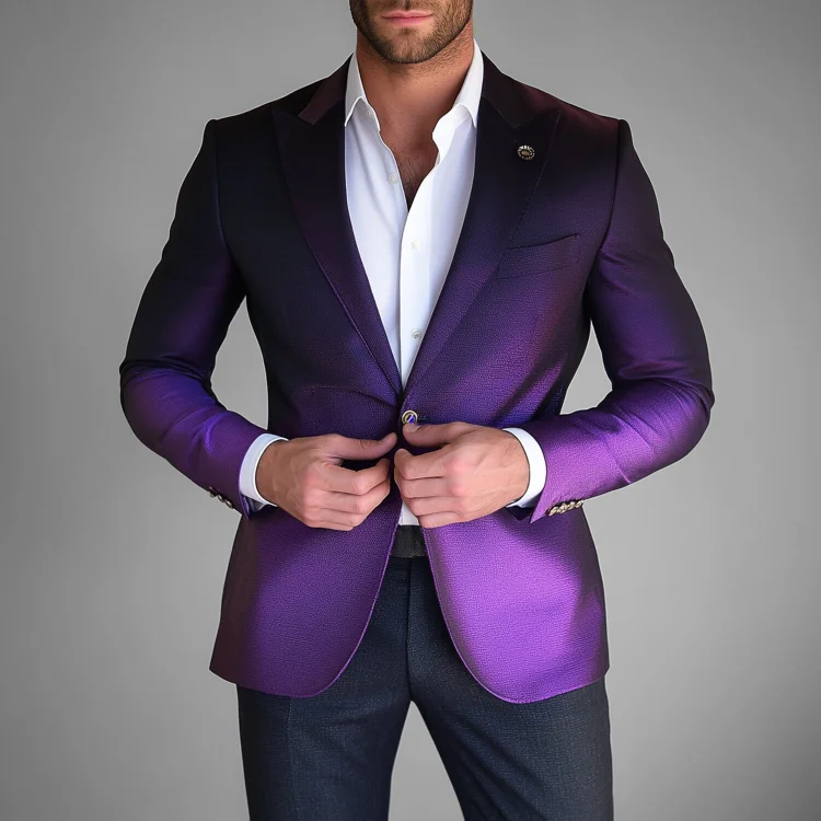 Okaywear Ombre Pattern One Button Peaked Lapel Blazer Okaywear