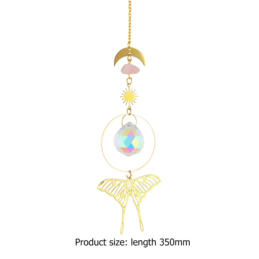 Crystal Wind Chime Prism Catchers Ornament Home Garden Decoration (Moth)