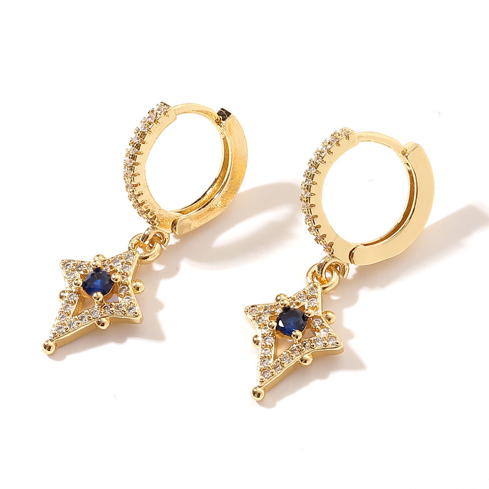 Lady Zircon Inlaid Star Hoop Earrings | Oxredo Shop Ramadan Sale