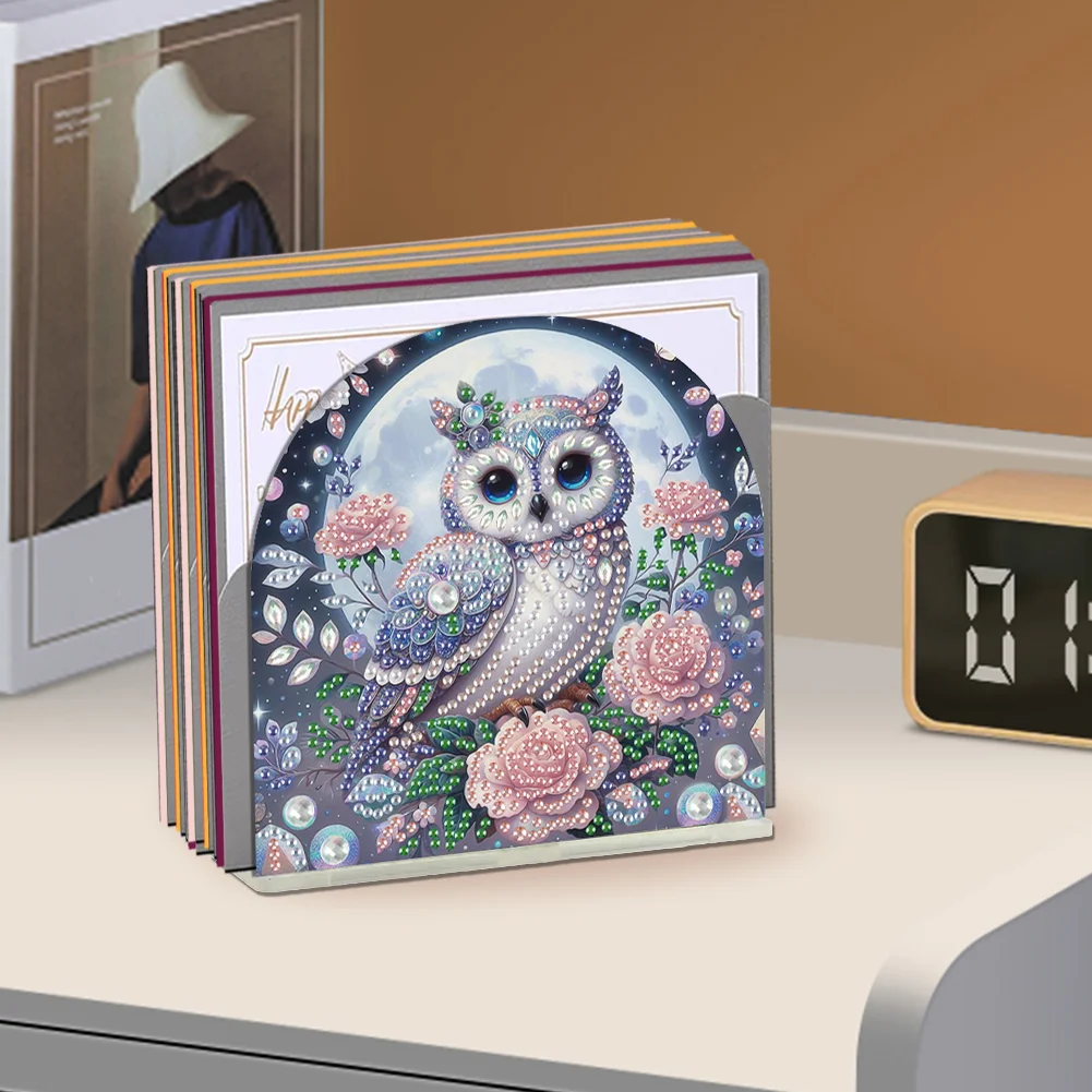 DIY Owl Acrylic Diamond Painting Napkin Rack Diamond Art Paper Towel Holder