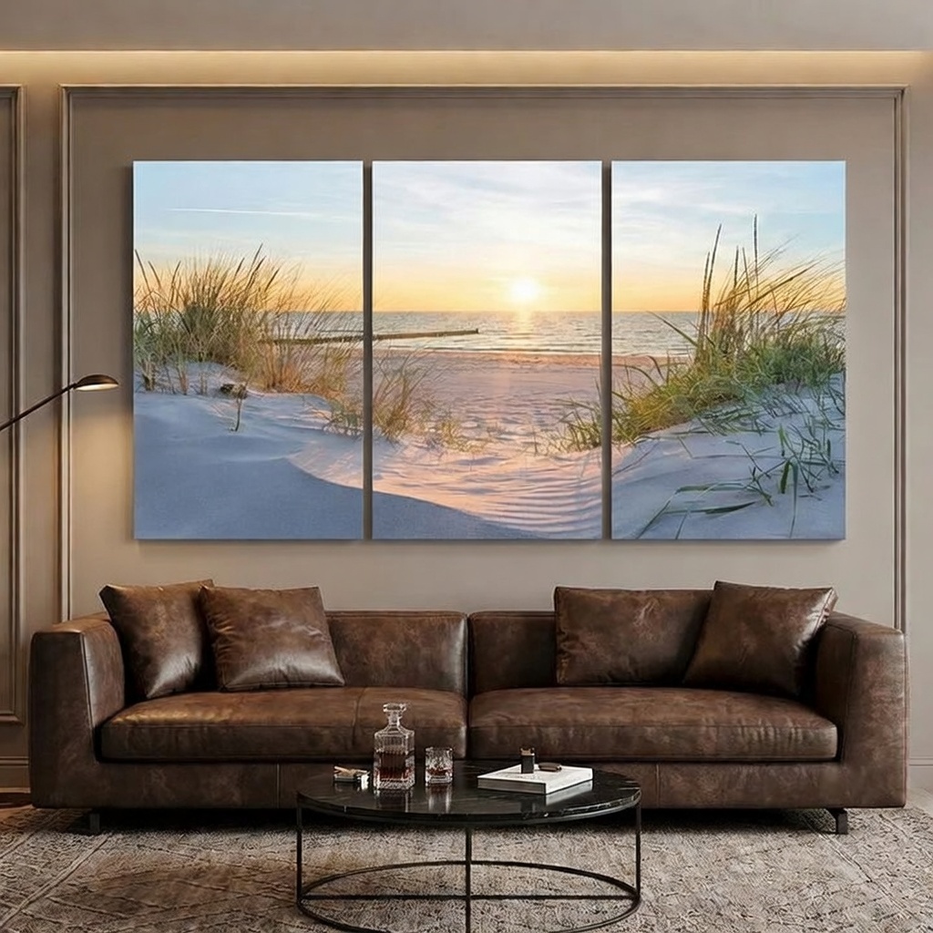 3-Piece Set Sunrise Beach Landscape Canvas Wall Art