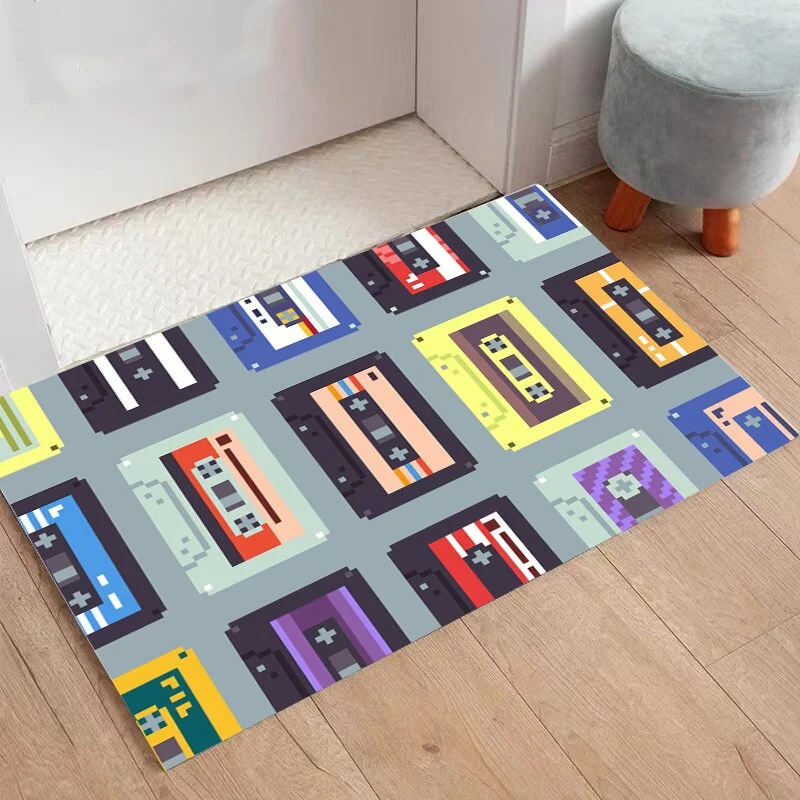 Athvotar Welcome Doormat Retro Cassette Music Tape Floor Carpet Outdoor Entrance Rug Living Room Kitchen Non-Slip Bathroom Kids Mat