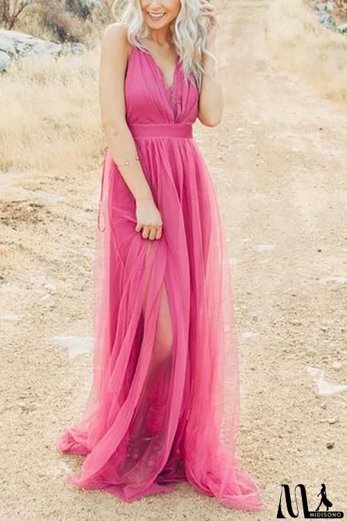 MidiSono - V Neck Backless Maxi Dress