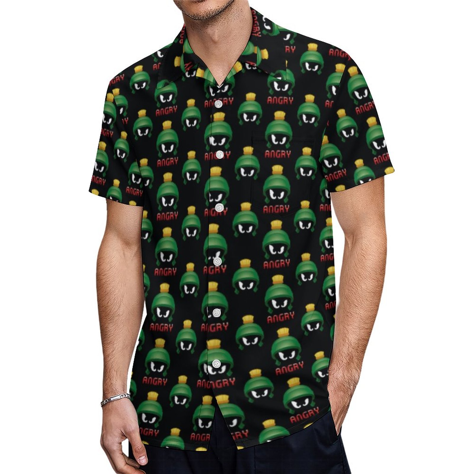Marvin The Martian Angry Emoji Hawaiian Shirt Mens Button Down Plus ...