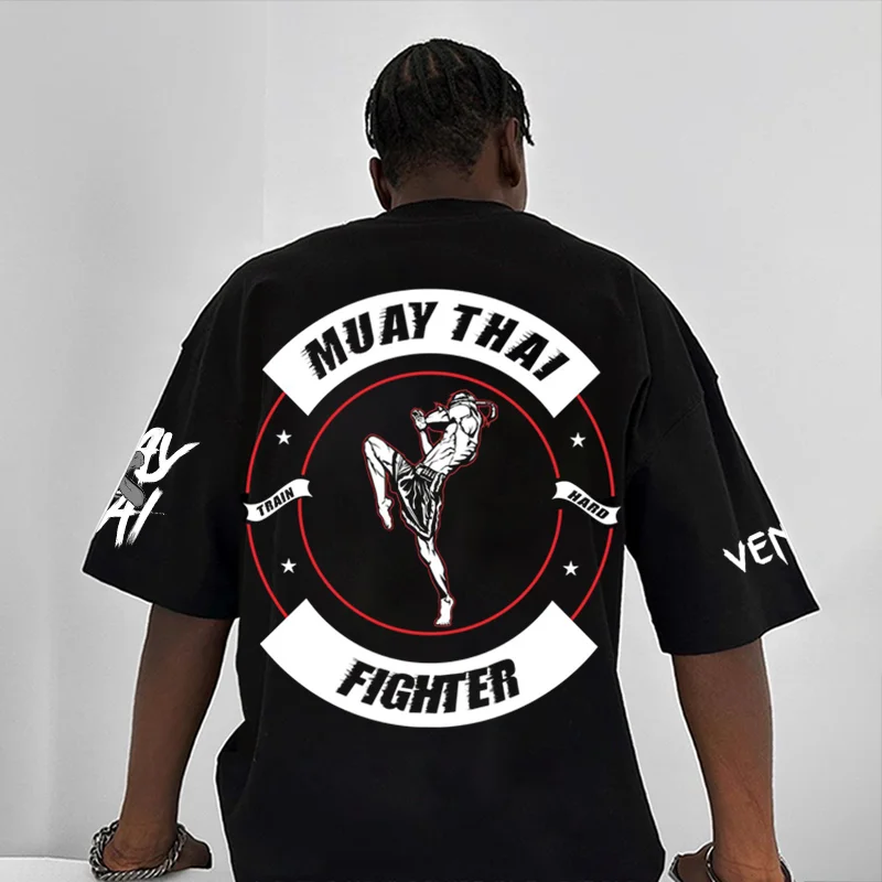 Oversized Muay Thai Printed Casual T-shirt