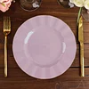 10 Pack | 9" Lavender Lilac Hard Plastic Dinner Plates with Gold Ruffled Rim, Heavy Duty Disposable Dinnerware