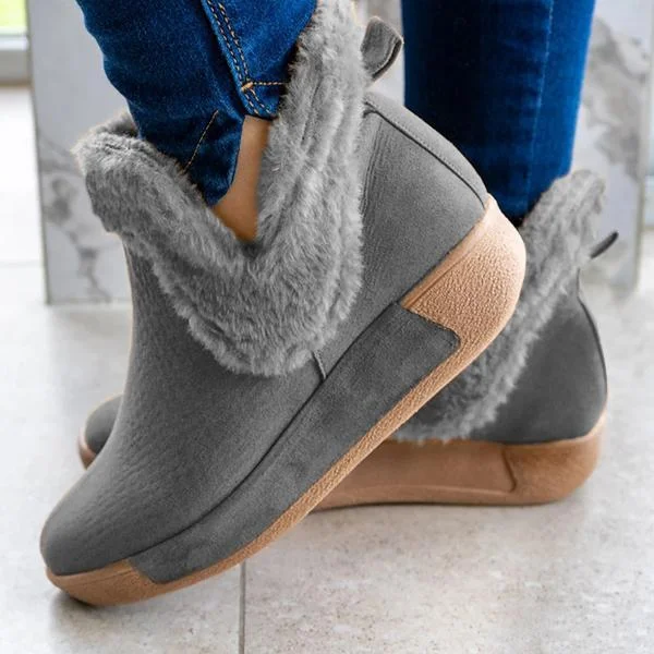 Soft Faux Suede Fur Ankle Boots