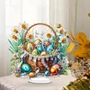 (US Only)2D Flat Easter Basket Egg DIY Desktop Diamond Art Kits Acrylic Diamond Art Decor