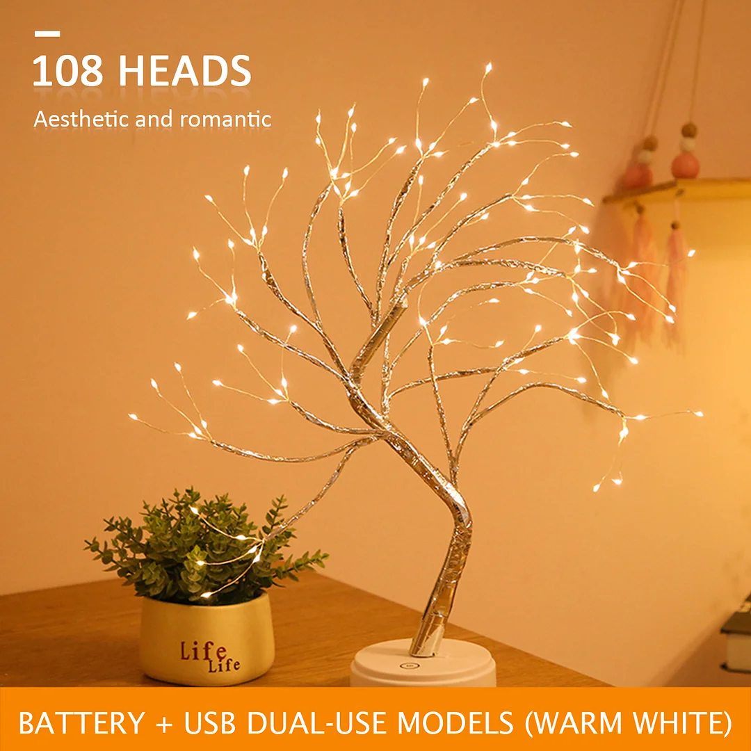 20 inch Tabletop Bonsai Tree Light, 108 LED Copper Wire Lamp (Warm White)