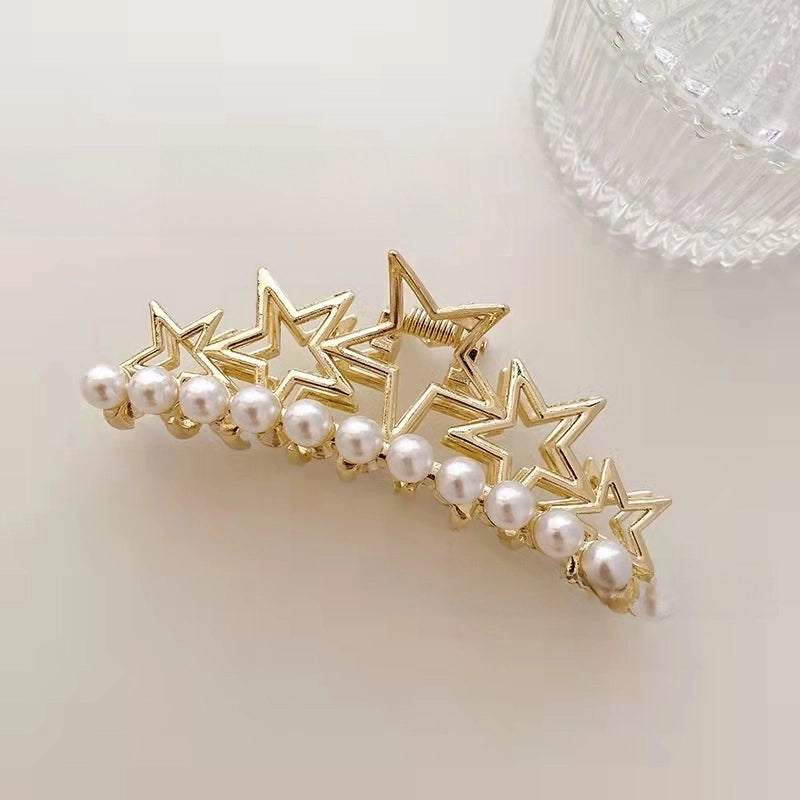 Metal Grab Clip Elegant Bow Hairpin Back Head Large Shark Clip French Pearl Clip Hair Accessories