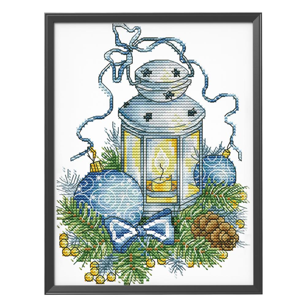

Blue christmas lights - 14CT Stamped Cross Stitch - 17*26cm, 501 Original