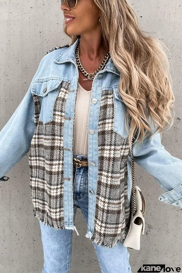 Denim Plaid Loose Jackets