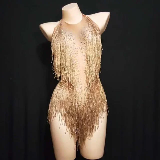 Out High Elasticity Beading DJ Party Bodysuit
