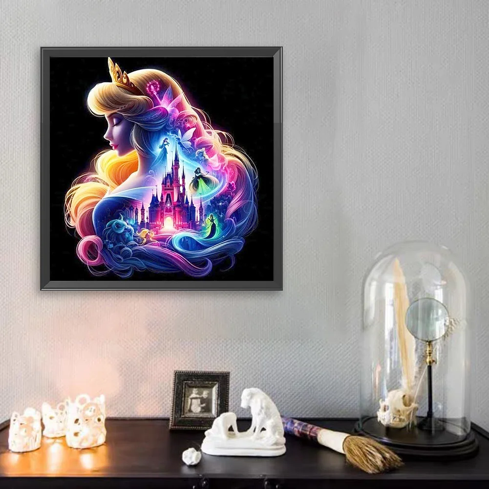 Diamond Painting - Full Square Drill - Princess Forest Silhouette(Canvas|35*35cm)