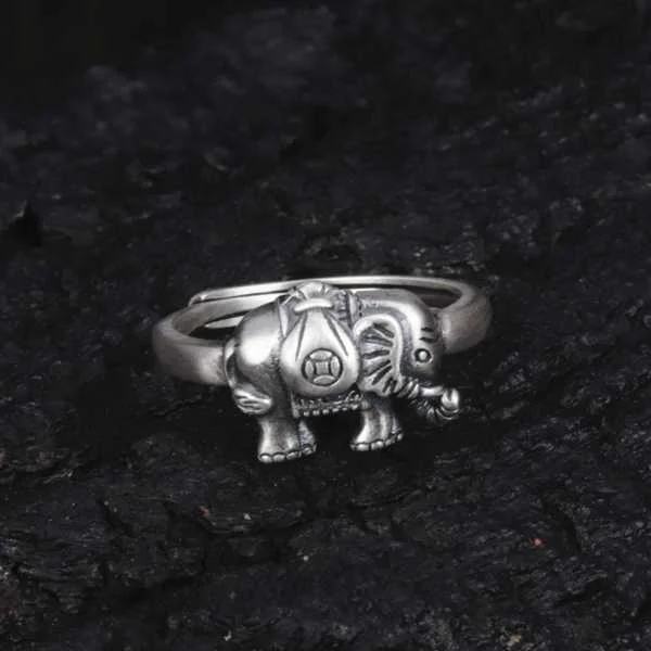 Sterling Silver Little Elephant Lucky Ring