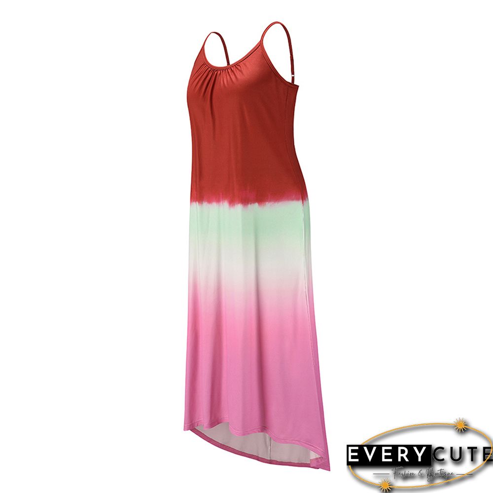 Red Ombre High Low Sling Maxi Dress