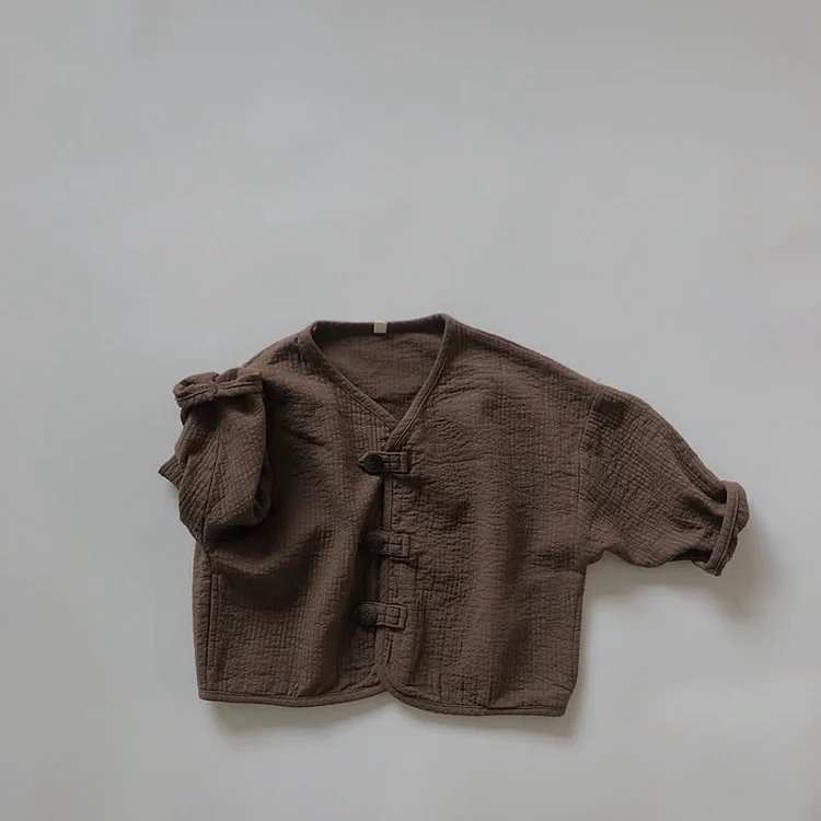 Toddler Solid Color Retro Linen Cardigan