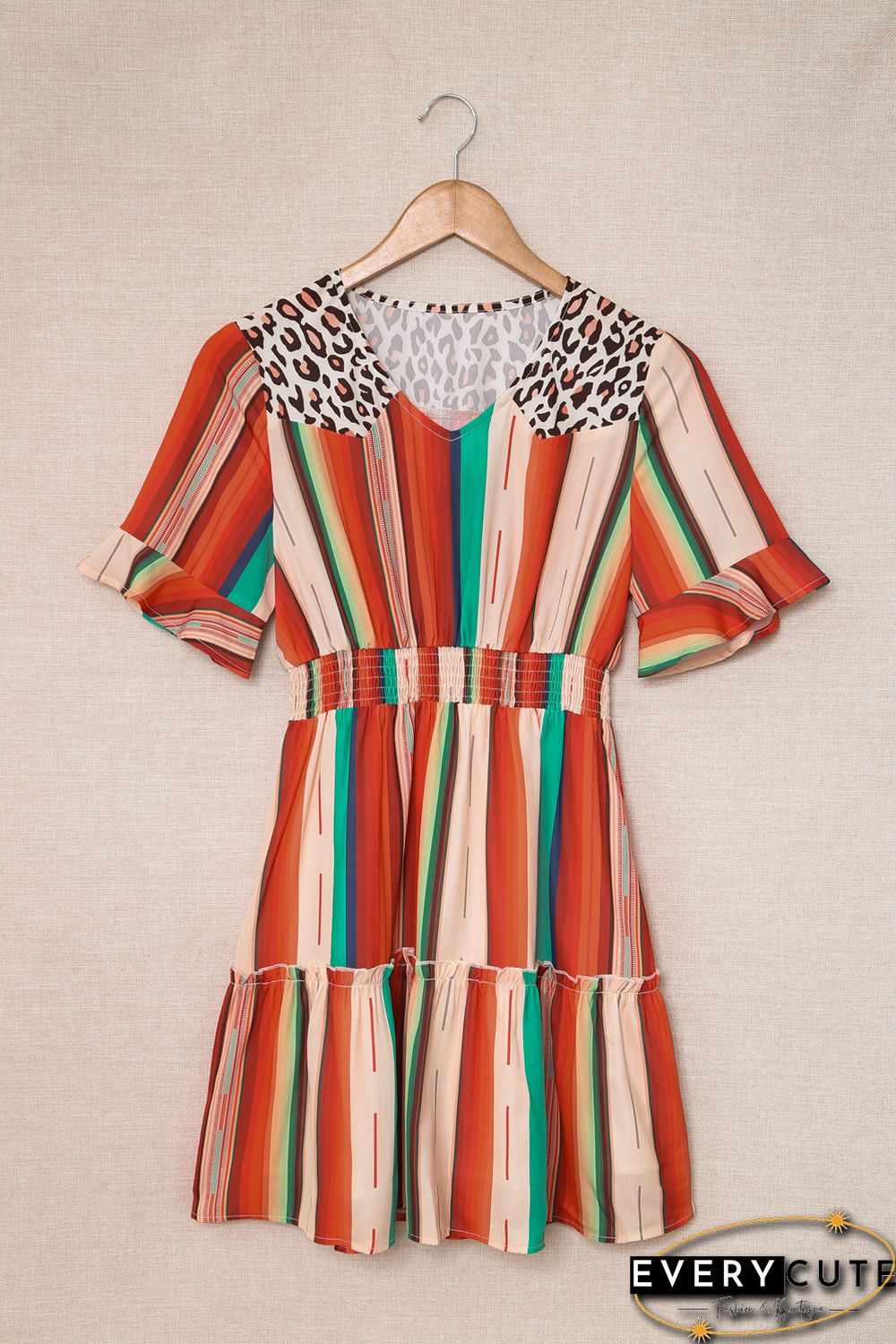 Serape Striped Leopard Mini Dress