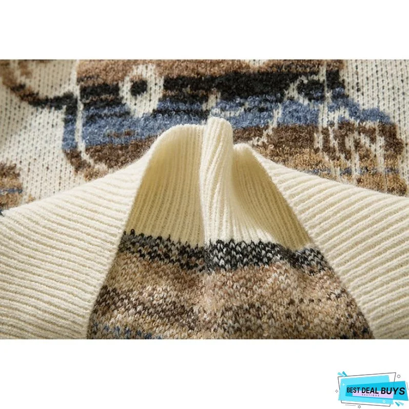 Color-block Dragon Pattern Jacquard Pullover