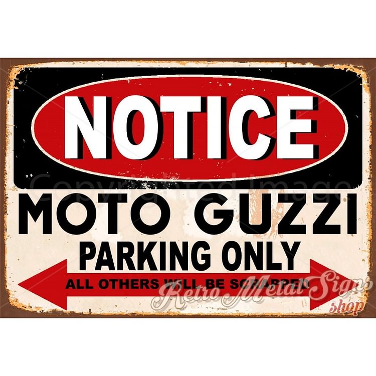 Avis moto guzzi parking moto moto uniquement - Enseigne Vintage Métallique/enseignes en bois - 20*30cm/30*40cm