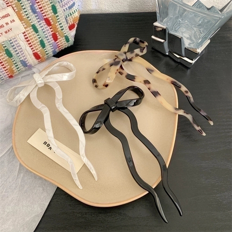 Women’s Sweet Minimalist Bow Knot Acetic Acid Sheets Hairpin