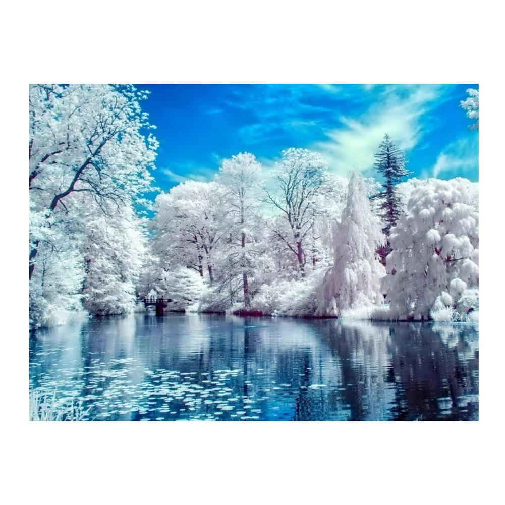 

40*30CM - Snow Lake - Round Drill Diamond Painting, 501 Original
