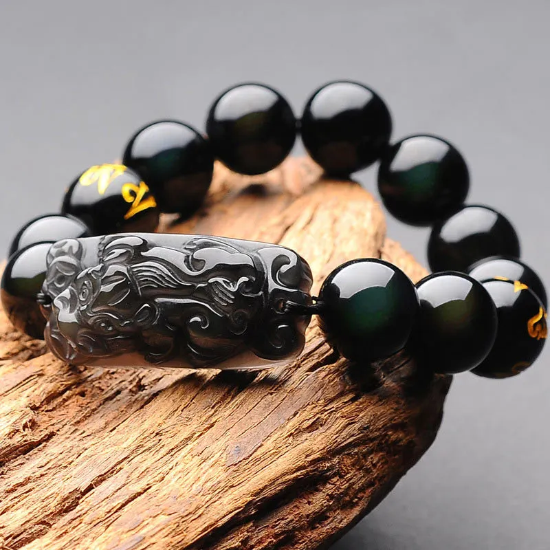 FengShui PiXiu Rainbow Obsidian Peace Bracelet