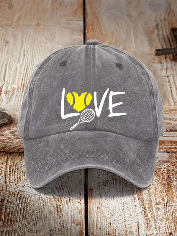 love tennis printed hat