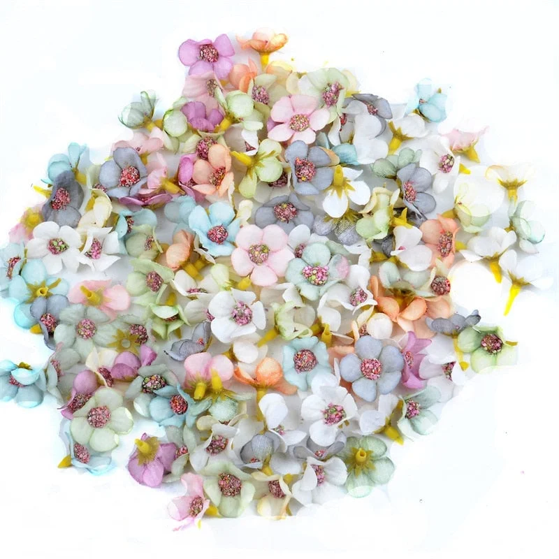 50pcs 2cm Multicolor Mini Silk Artificial Daisy Flower Head For Crown Wedding Garland Decoration Handmade DIY Scrapbooking Craft