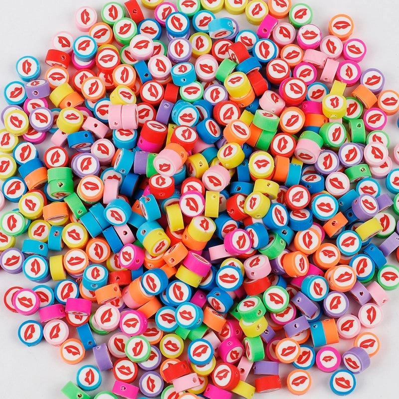 1 Pack Soft Clay Rainbow Heart Shape Beads