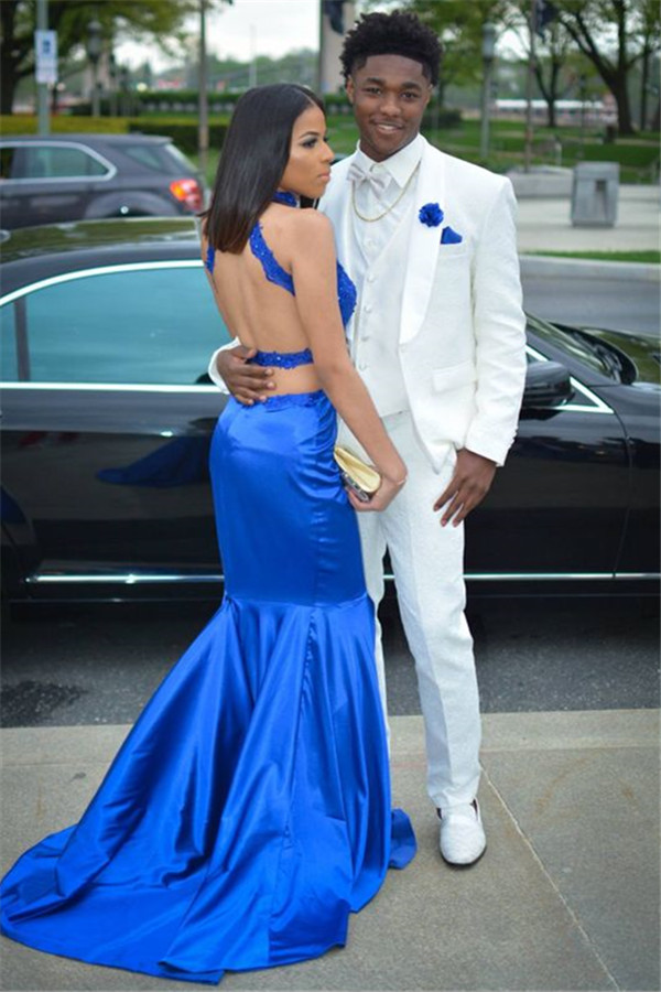 Chic 3 Pieces White Prom Attire For Guys With Shawl Lapel - lulusllly