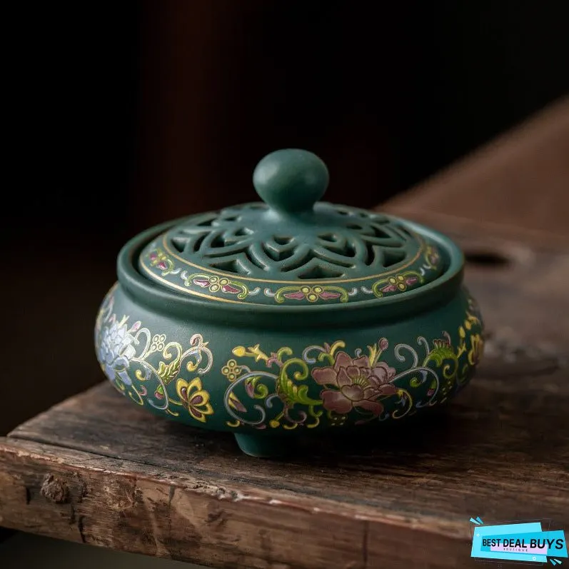 Antique Cloisonne Incense Burner Handicraft Ornament Creative Home Indoor Incense Enamel Color Burner