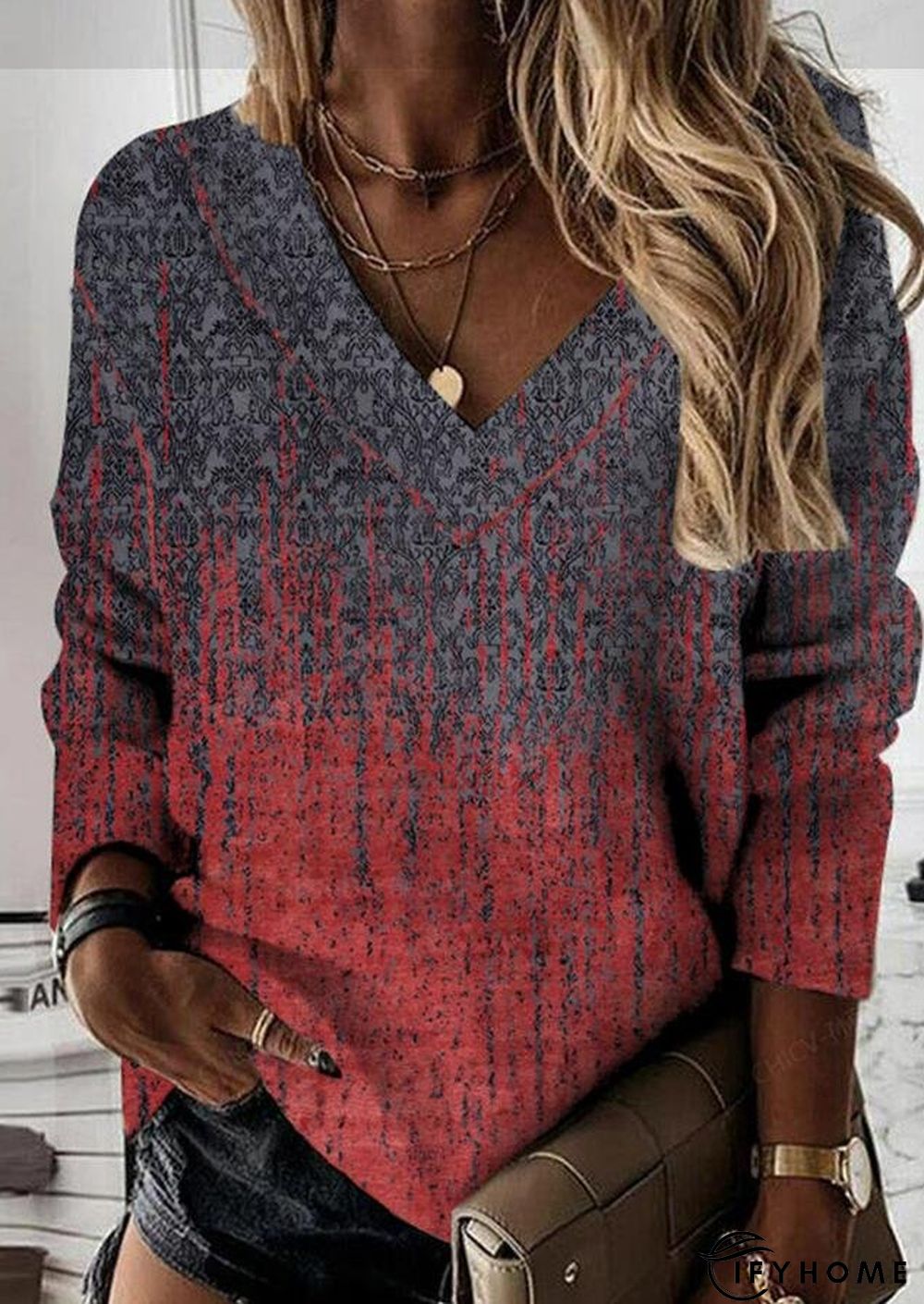 Casual V Neck Ethnic Sweatshirt | IFYHOME