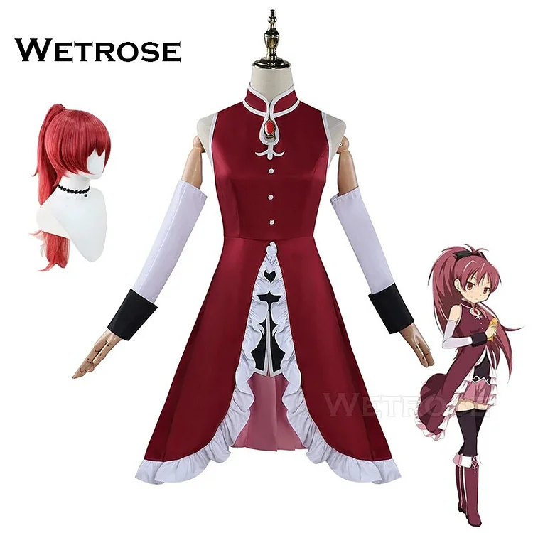 【Wetrose】 Kyoko Sakura Cosplay Costume Puella Magi Magic Magical Girl Magica Madoka Magic Full Set Wig Halloween Cos