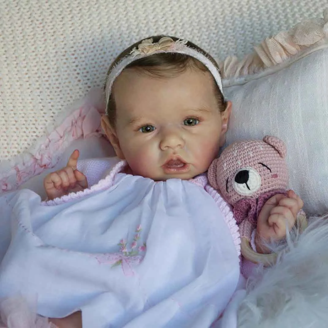 12'' Look Real Open Mouth Silicone Reborn Baby Dolls Girl Named Luciana With Rooted Hair,Special Birthday Gift