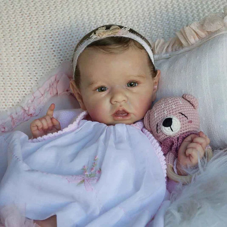 [New Series!!]20'' Real Life Lifelike Dolores Silicone Vinyl Reborn Baby Doll Girl with Hand-Rooted Brown Hair Rebornartdoll® RSAW-Rebornartdoll®
