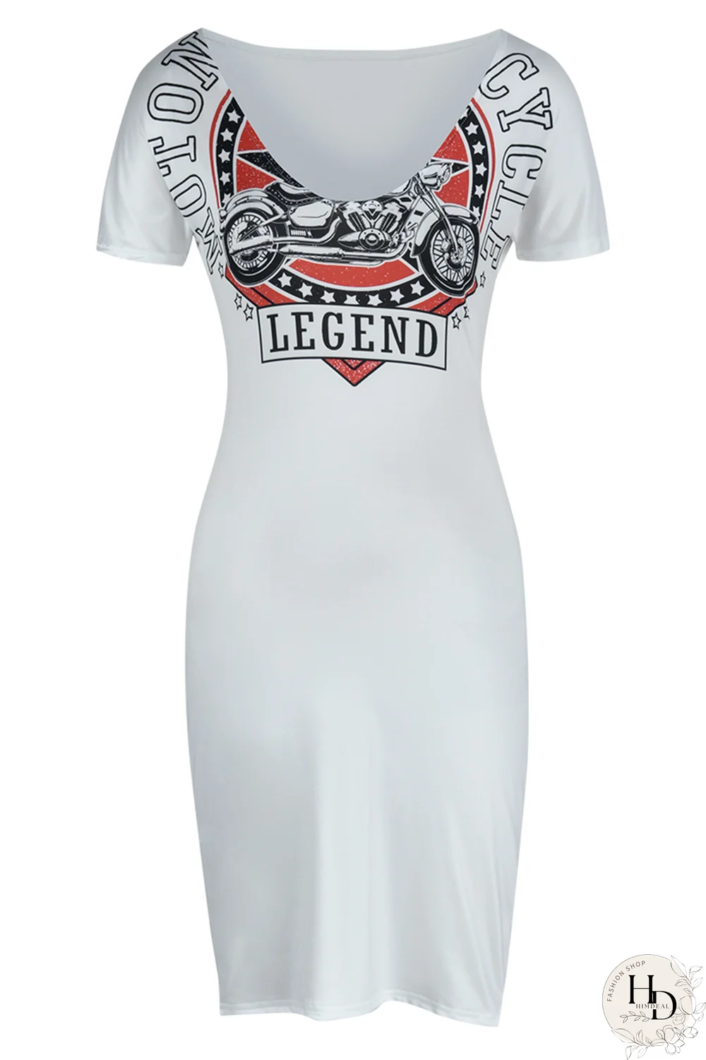 Tangerine Red Fashion Print Patchwork V Neck Pencil Skirt Dresses