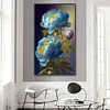 >SALE<5D DIY Full Square Drill Partial AB Drill Diamond Painting Peony Blue 45x75cm