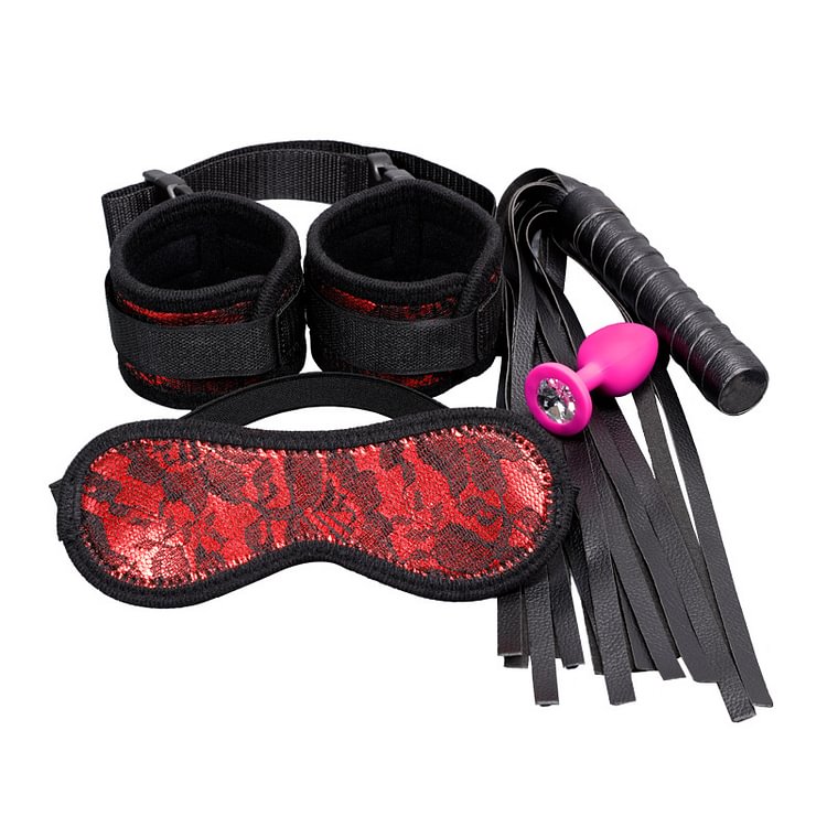 Conditioning Sex Tool Handcuffs Leather Whip Anal Gag Eyelet Set