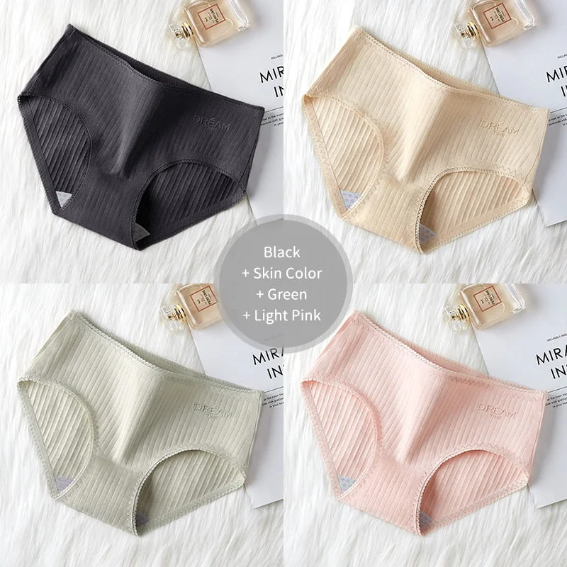 4Pcs Underwear Women Cotton Panties Sexy Brief Lace Underpants Cute Briefs Girls Ladies Lingerie Erotic Knickers Female 2021