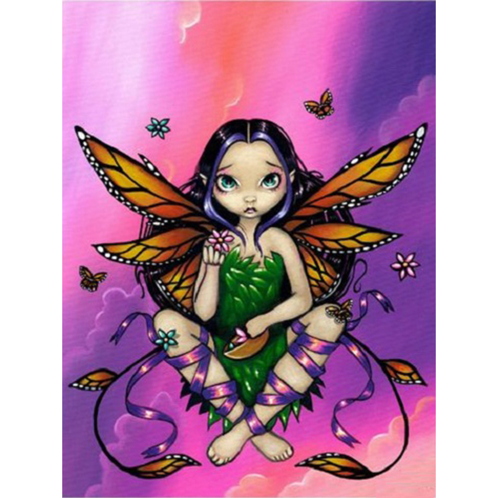 

30*40CM - Round Drill Diamond Painting - Flower Fairy, 501 Original