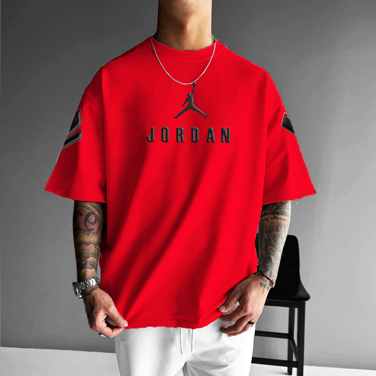 Unisex Basketball Jumpman Print Casual Oversized Tee