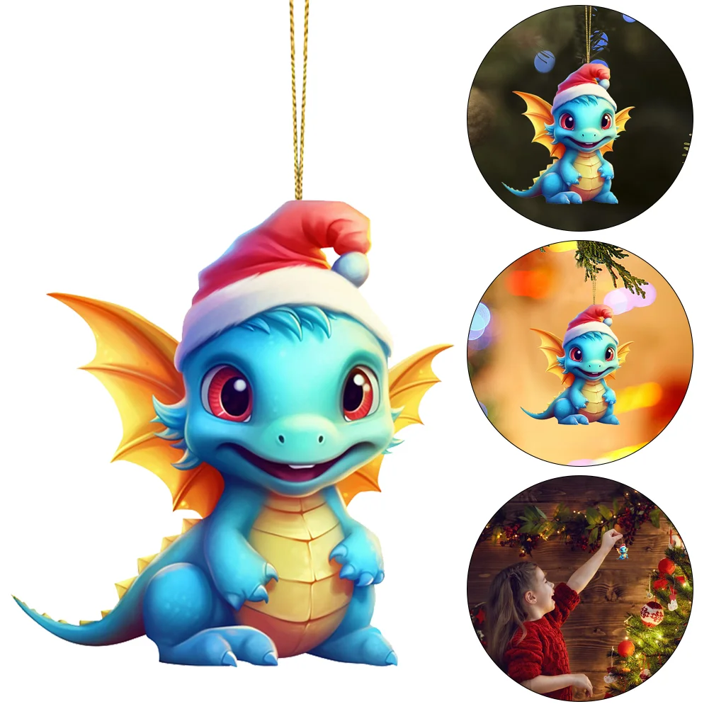 Statue Of Baby Dragon Acrylic Handmake Dinosaur Figurines Cartoon (Blue)