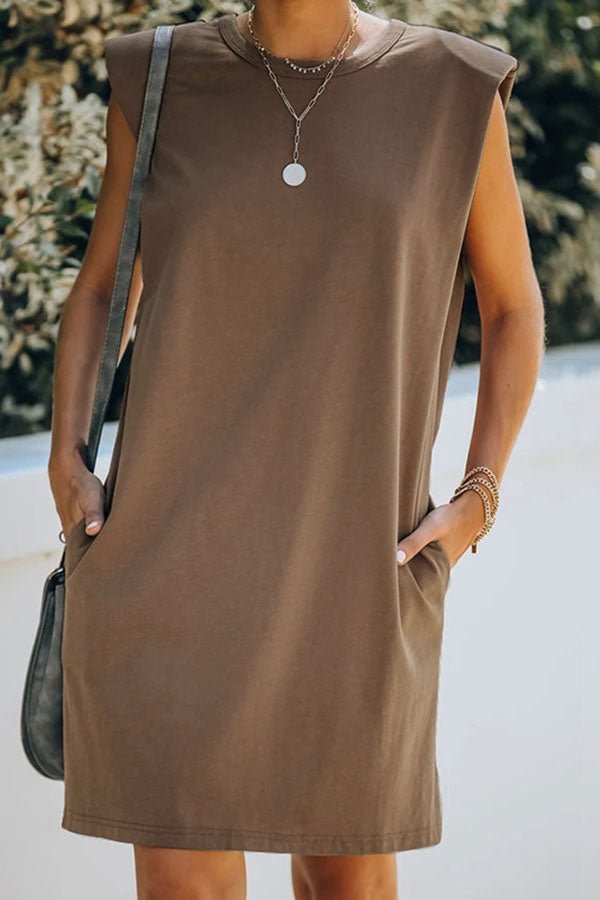 Solid Color Simple Sleeveless Mini Dress