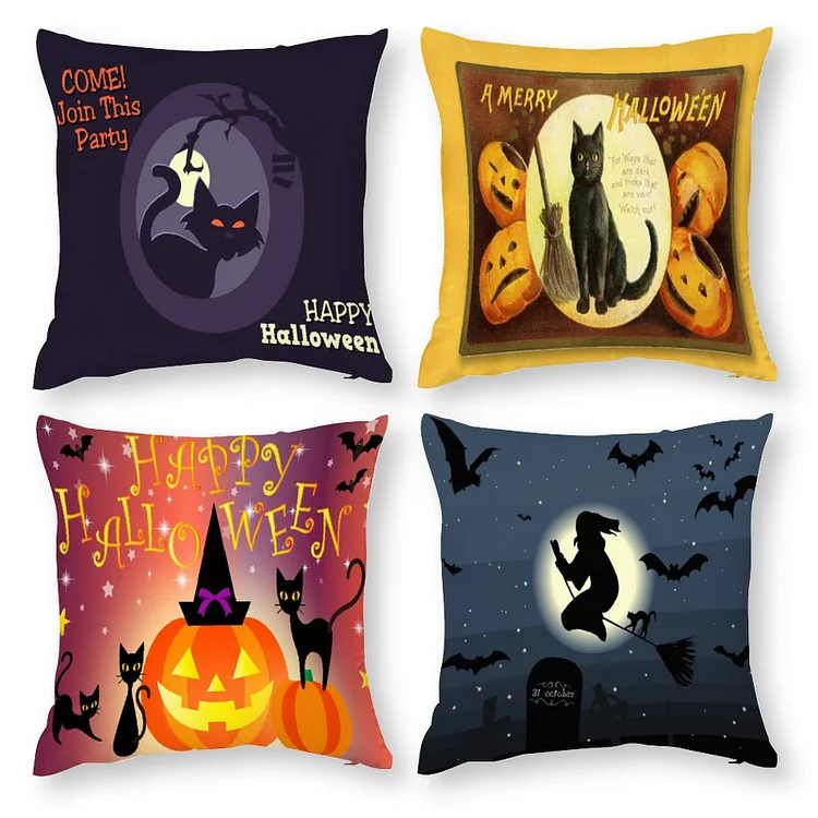 Polyester Pillow Case Set of 4 Halloween,   customized, personalized, gift