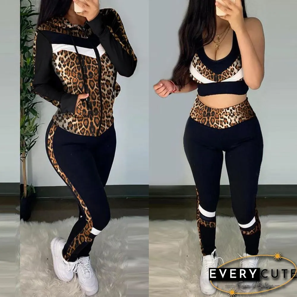 Women Fashion Sports Suits Running Wear Gym Clothes Vest Top / Pants/ Coat 3pcs Set