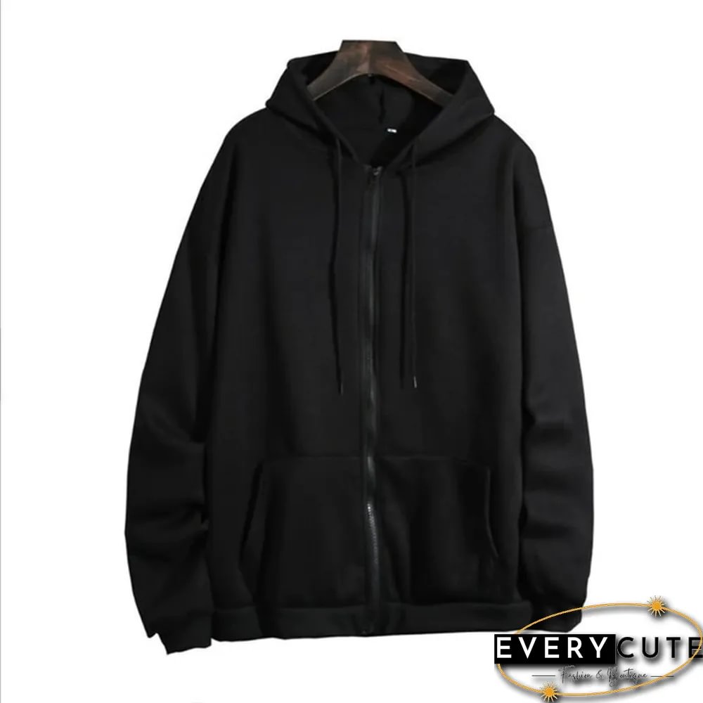 Loose Hooded Sweater Women's Autumn And Winter Large Size Zipper Cardigan Top Zip Up Hoodies Pullover